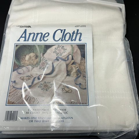 Leisure Arts Anne Cloth afghan 18 count soft white 1.25 yards by 59 inch wide needlecraft fabric*