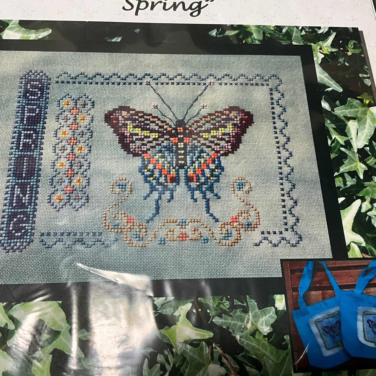 Turquoise Graphics & Designs Spring butterfly needlecraft chart stitch count 97 by 67