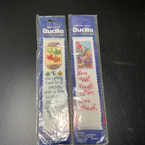 Bucilla bookmarks set of 2 printed cross stitch kits live love laugh and Autumn