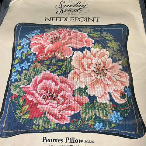 Dimensions Rose Garden Pillow Vintage 1988 Needlepoint Kit 13 by 13 inches