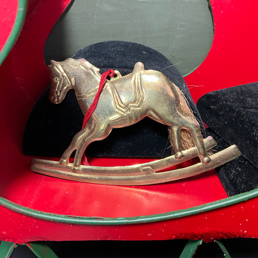 Department 56 Rocking Horse in  gold-tone metal tin ornament