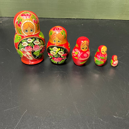 Matryoshka choice stack of 5 hand painted wooden nesting dolls vintage collectible art doll figurines see pictures and variations*