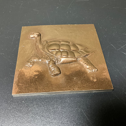 Tortoise/Turtle gold-tone metal surfaced ceramic tile
