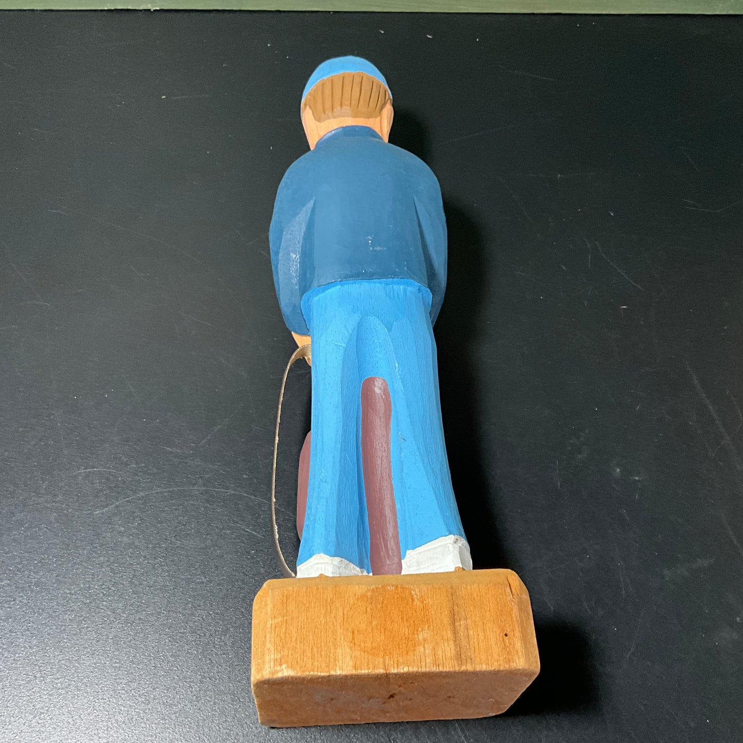 Good Ol' Duffer hand carved wood golf player with bag and clubs vintage collectible figurine