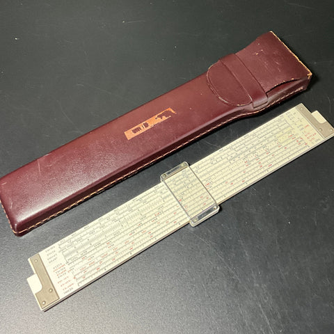 Fantastic Frederick Post Co. Versalog 1460 slide rule with stitched leather case vintage collectible tool