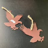 Majestic metal Eagles set of 2 intricately cut out and painted ornaments