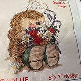 DMC Country Companions Say It with Floers counted cross stitch kit14 count AIDA 5 by 7 inches