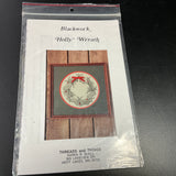 Threads and Things Blackwork Holly Wreath cross stitch chart