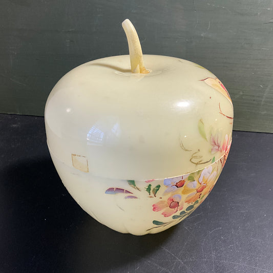 Awesome Apple with floral print vintage celluloid bowl with Apple sem on lid decorative collectible*