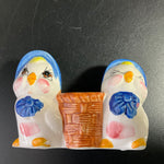 Charming chicks in blue bonnets toothpick holder vintage kitchen collectible