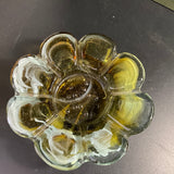 Sensational Sunflower shaped beautiful heavy glass ashtray tobacciana collectible