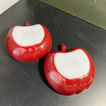 Red Delicious Apple shaped bowls pair of beautiful glass vintage kitchen collectible dishes