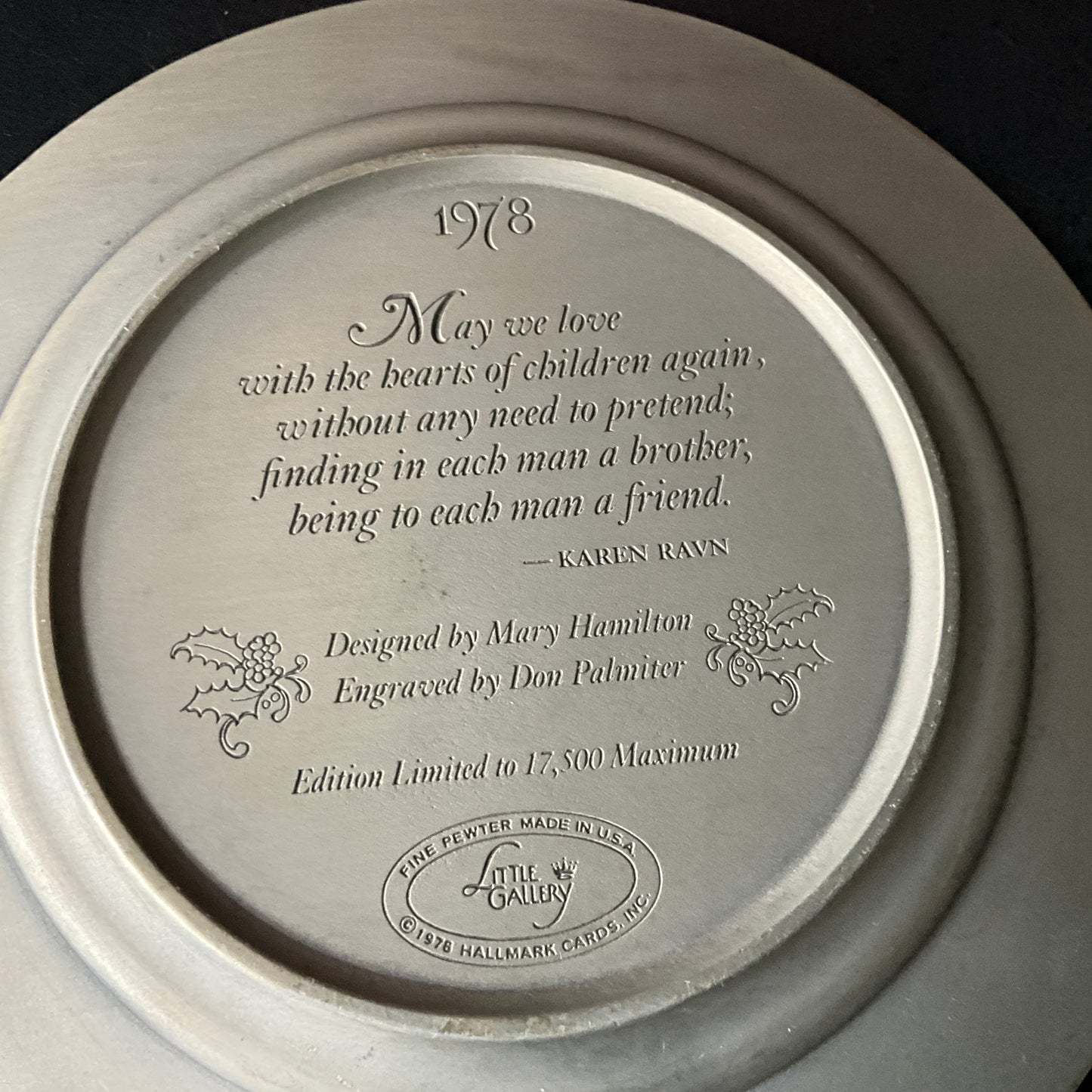 Hallmark Drummer Boy #2 dated 1978 pewter plate vintage collectible