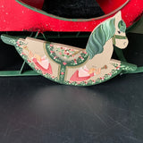 Handsome hand painted wooden rocking horse ornament vintage collectible