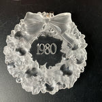 Christmas Wreath dated 1980 frosted acrylic ornament vintage collectible