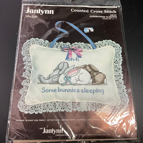 Janlynn Alma Lynn Somebunnies Sleeping #40-61 cross stitch kit 14 count ivory AIDA