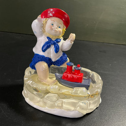 Department 56 Pride of the Sea child with toy boat in a tub collectible figurine