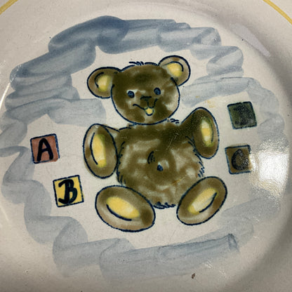 Lovely Louisville Stoneware Teddy Bear & ABCD Blocks collectible childs decorative plate