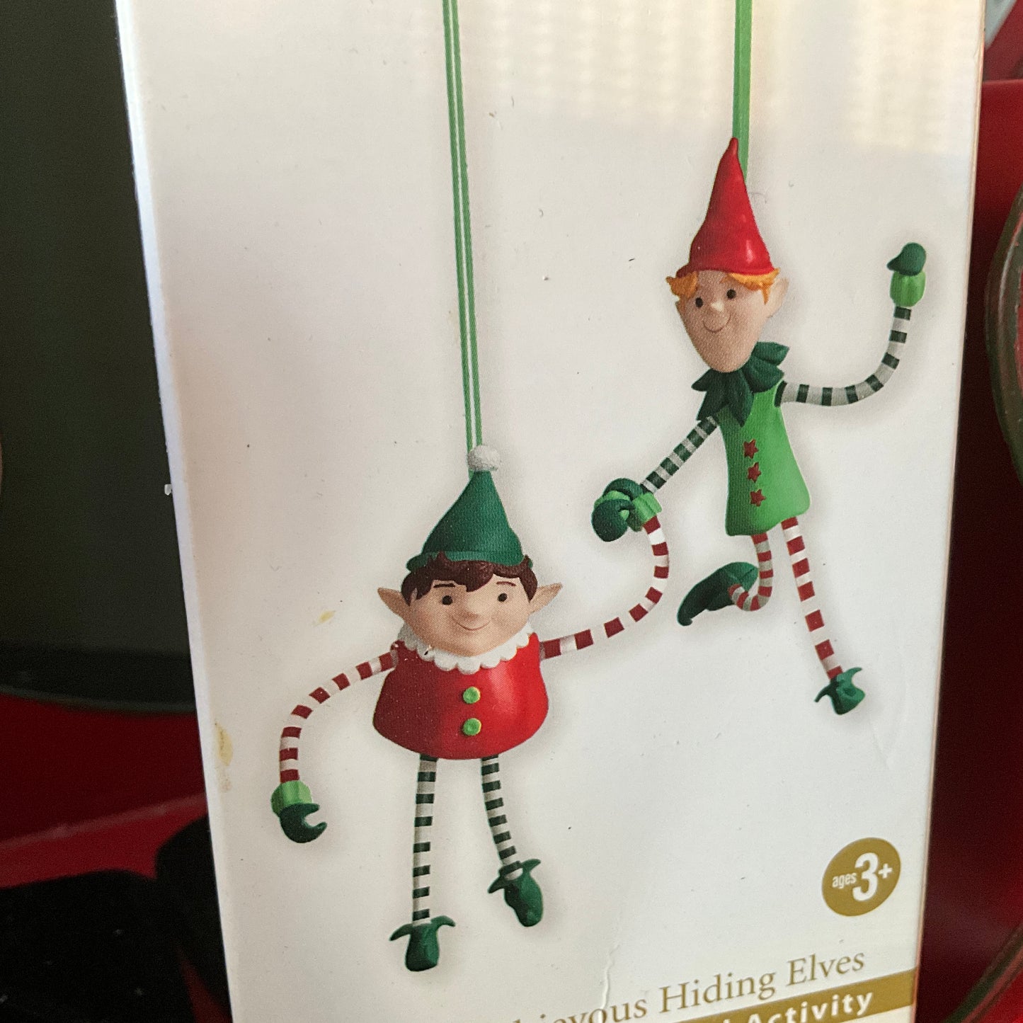 Hallmark Mischievous Hiding Elves Dated 2011 Keepsake ornament with bendable leg & arms QXG4709