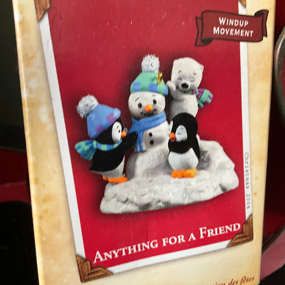 Hallmark Anything for a Friend Kris' Penguins Keepsake ornament w/movement shakes QXG5511