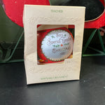 Hallmark For A Special Teacher Christmas 1981 vintage Satin Ball ornament QX800-2 see pictures and variations*