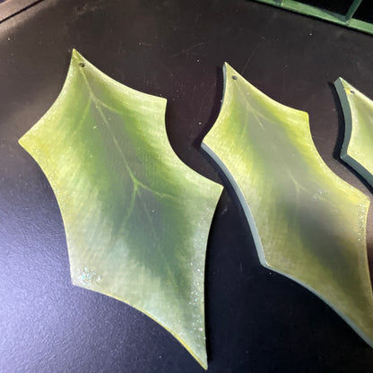 Holly Leaves set of 3 wooden ornaments
