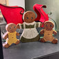 Gorgeous gingerbread mother and kids set of 3 wooden cutout wall hangings