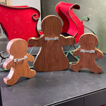 Gorgeous gingerbread mother and kids set of 3 wooden cutout wall hangings