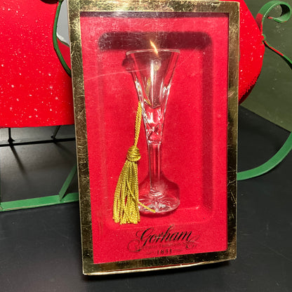 Gorham crystal & gold champagne flute Christmas ornament