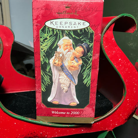 Hallmark Welcome 2000 Father Christmas Dated 1999 and 2000 Keepsake ornament QX6829