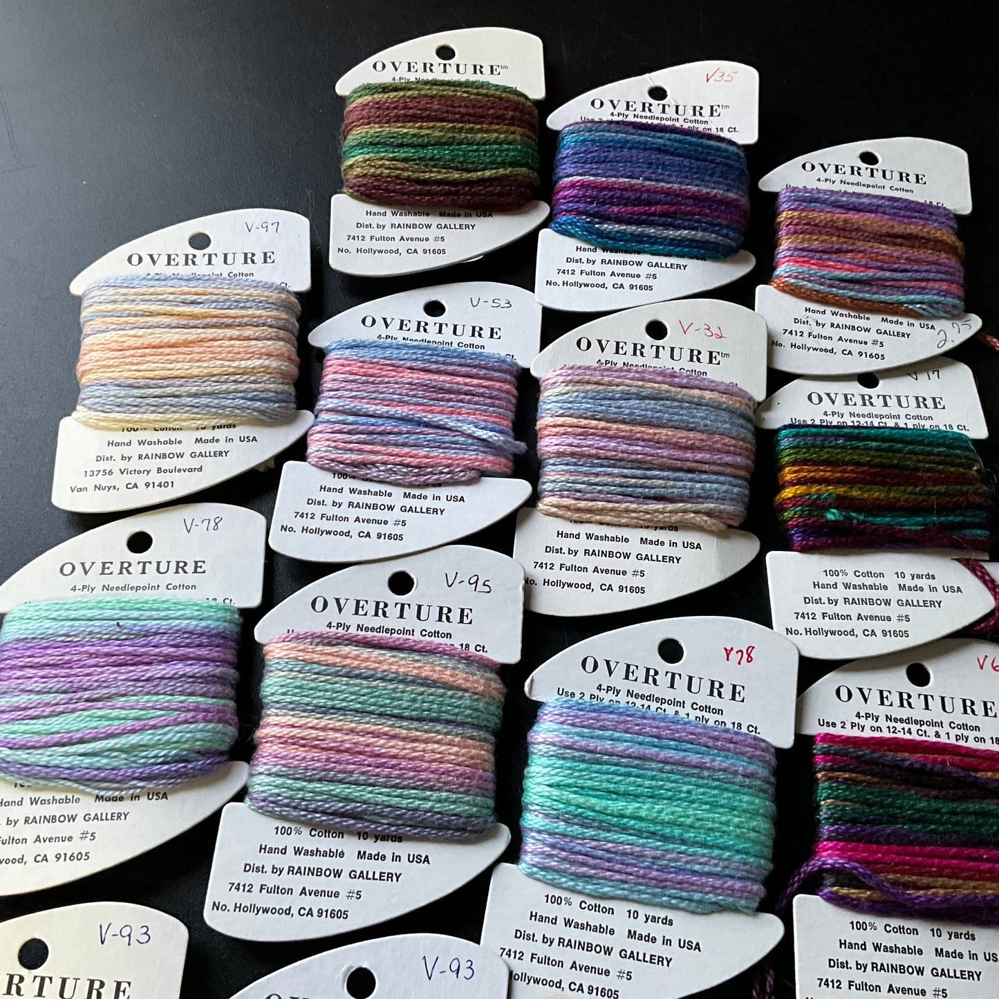 Rainbow Gallery Overture lot of 17 skeins thread see pictures and description*