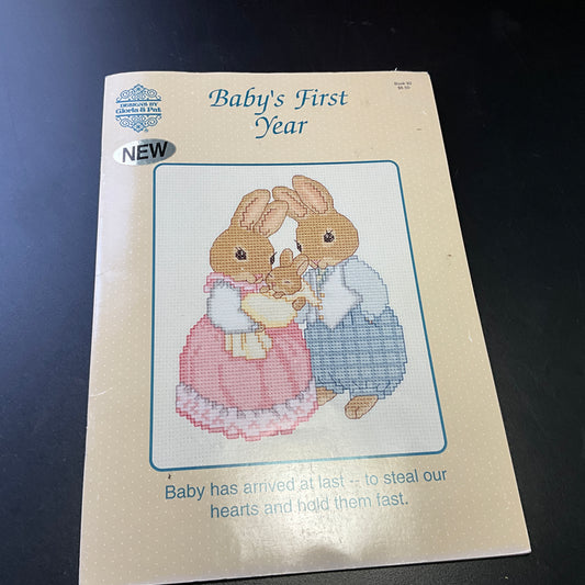 Designs by Gloria & Pat Baby's First Year Book 92 vintage 1994 counted cross stitch chart
