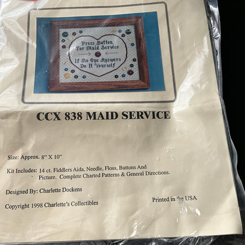 Charlotte's Collectibles CCX 838 Maid Service vintage 1998 counted cross stitch kit
