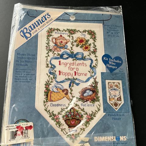 Dimensions Banners Ingredients For A Happy Home 72557 counted cross stitch kit