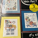 Bucilla Home & Heart Sampler Multi Valu-Pak 64183 stamped cross stitch kit