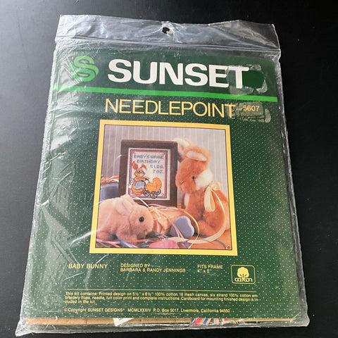 Sunset Needlepoint Baby Bunny 5607 vintage 1984 needlepoint kit