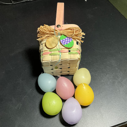 Pretty little Easter egg basket loaded with 6 pastel Easter egg candles