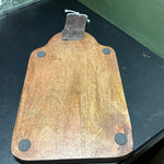 Wooden Cutting Board with large carved in L and leather hanging strap kitchen collectible wall hanging