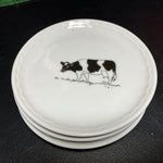 Holstein cow set of 3 mini porcelain plates/trinket dishes