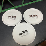 Holstein cow set of 3 mini porcelain plates/trinket dishes