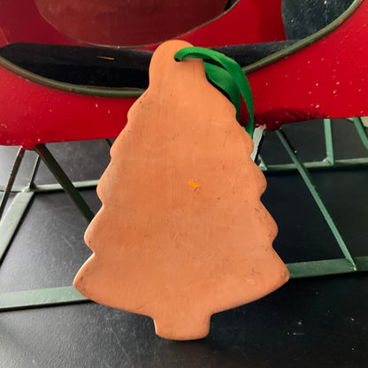 Natural Clay Christmas Tree glazed ornament