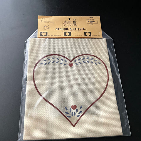 Suzy's Critter Creations Heart with flourish Stencil &amp; Stitch A Beautiful Combination*