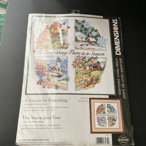 Dimensions A Season for Everything 3174 stamped cross stitch kit 14 by 14 inches