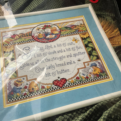 Bucilla Give Us Lord 41177 vintage 1995 counted cross stitch kit 12 by 10 inches