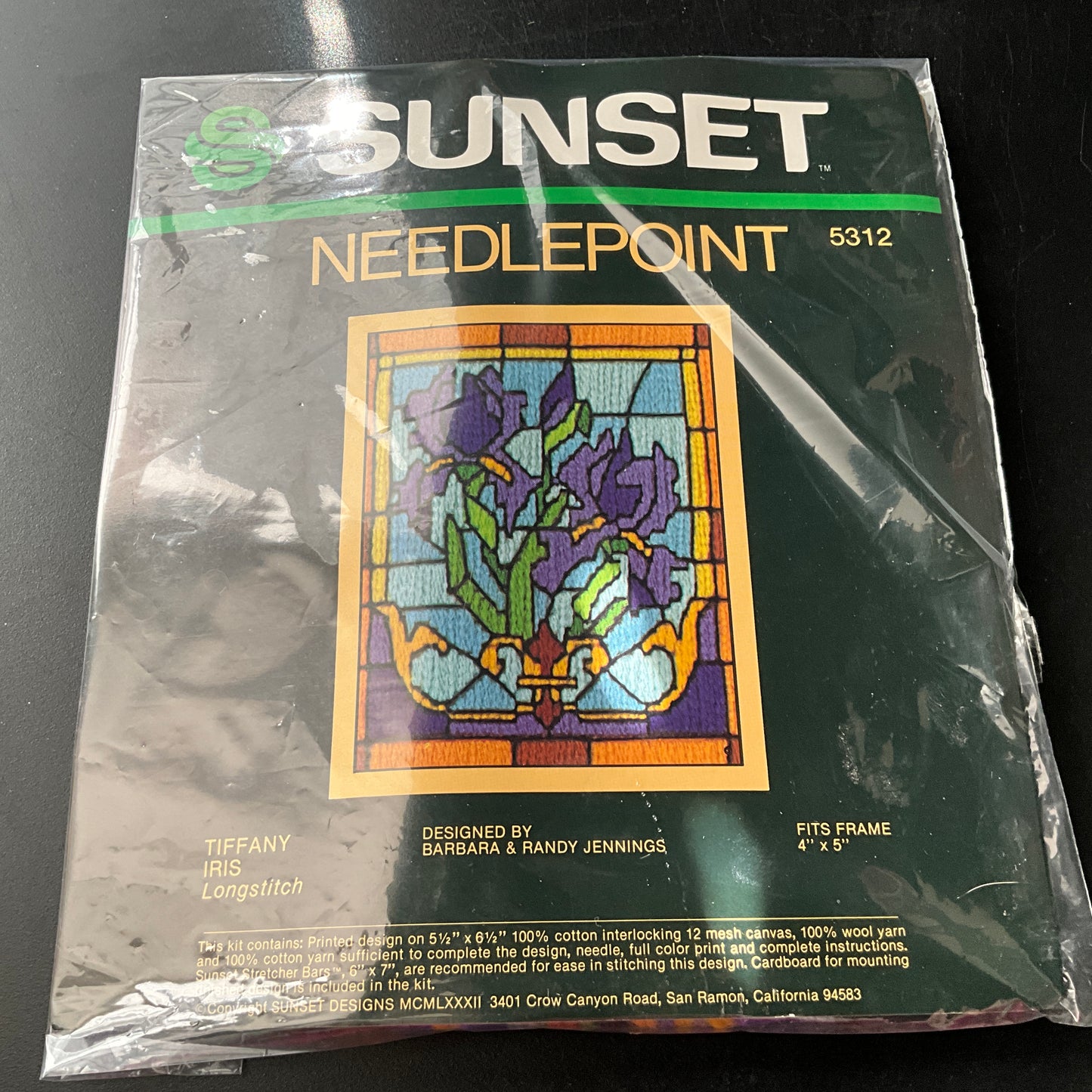 Sunset Tiffany Iris 5312 vintage needlepoint kit