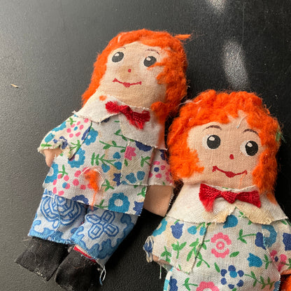 Ravishing redheads set of 3 vintage handmade raggedy Ann style collectible mini dolls