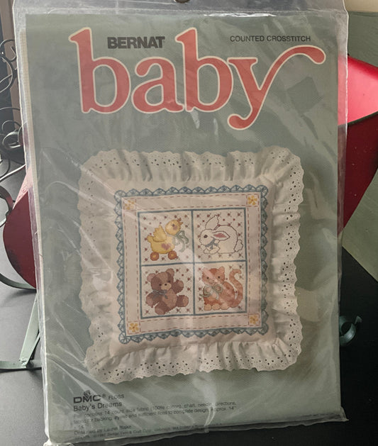 Bernat Baby Baby's Dreams pillow counted cross stitch kit