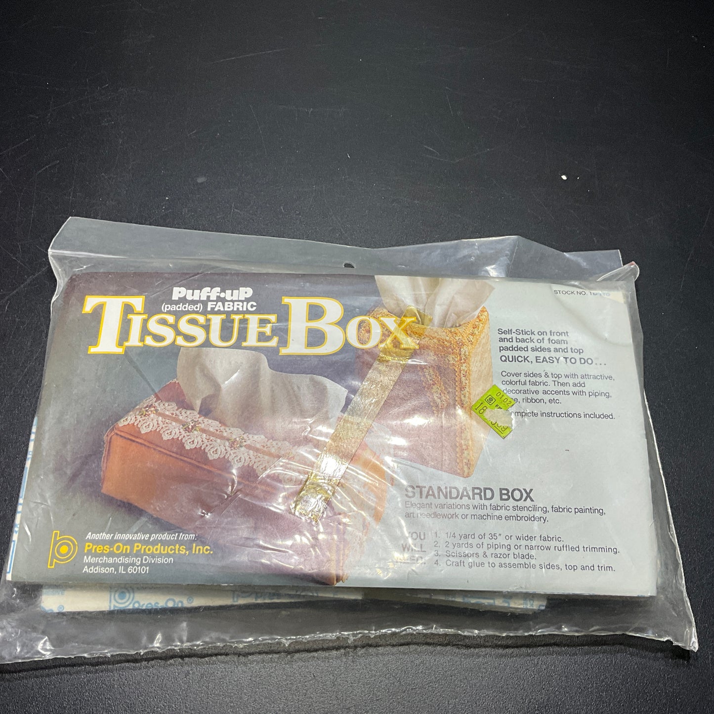 Puff Up fabric padded tissue box form needlecraft kit*