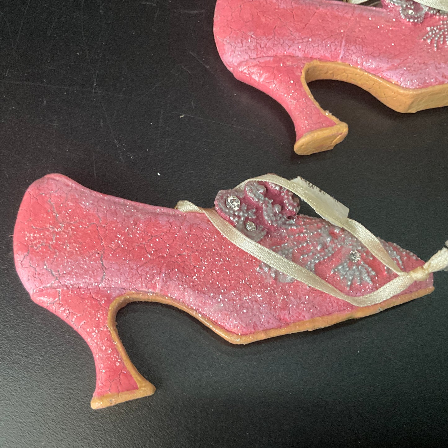 Precious Pink porcelain pair of high heel shoe ornaments&nbsp;