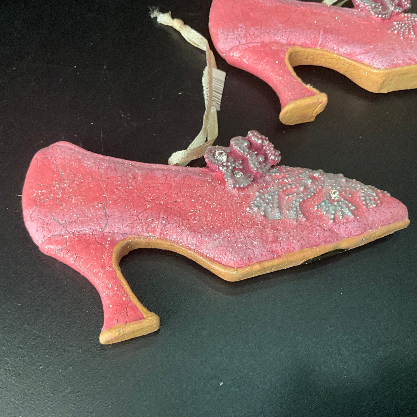 Precious Pink porcelain pair of high heel shoe ornaments&nbsp;